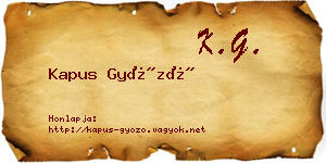 Kapus Győző névjegykártya